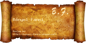 Bényei Fanni névjegykártya